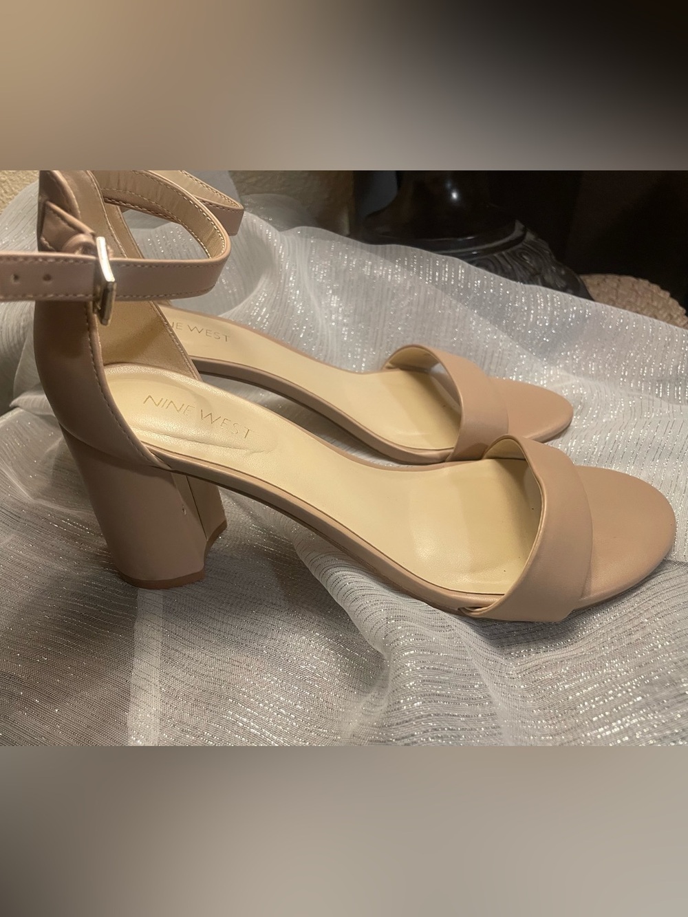 Nine West Blush Tan Block Heel Sandals